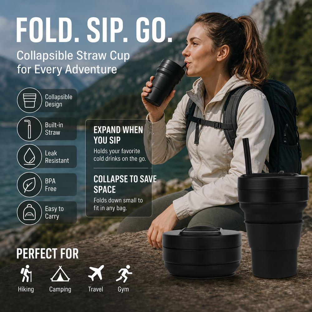 Складная силиконовая кофейная  – обзор и цена Water Bottle Collapsible
